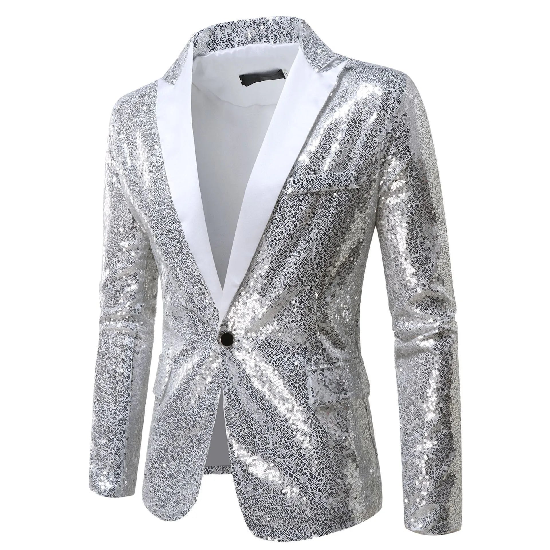 Men's Casual Blazer, Nightclub Style Sequin Suit, Performance Dress, Plus Size Party Coat XZ28