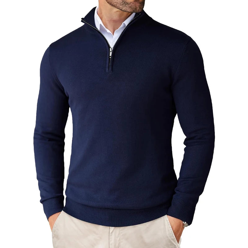 Men's Quarter Zip Sweater - Slim Fit Lightweight Mock Neck Pullover