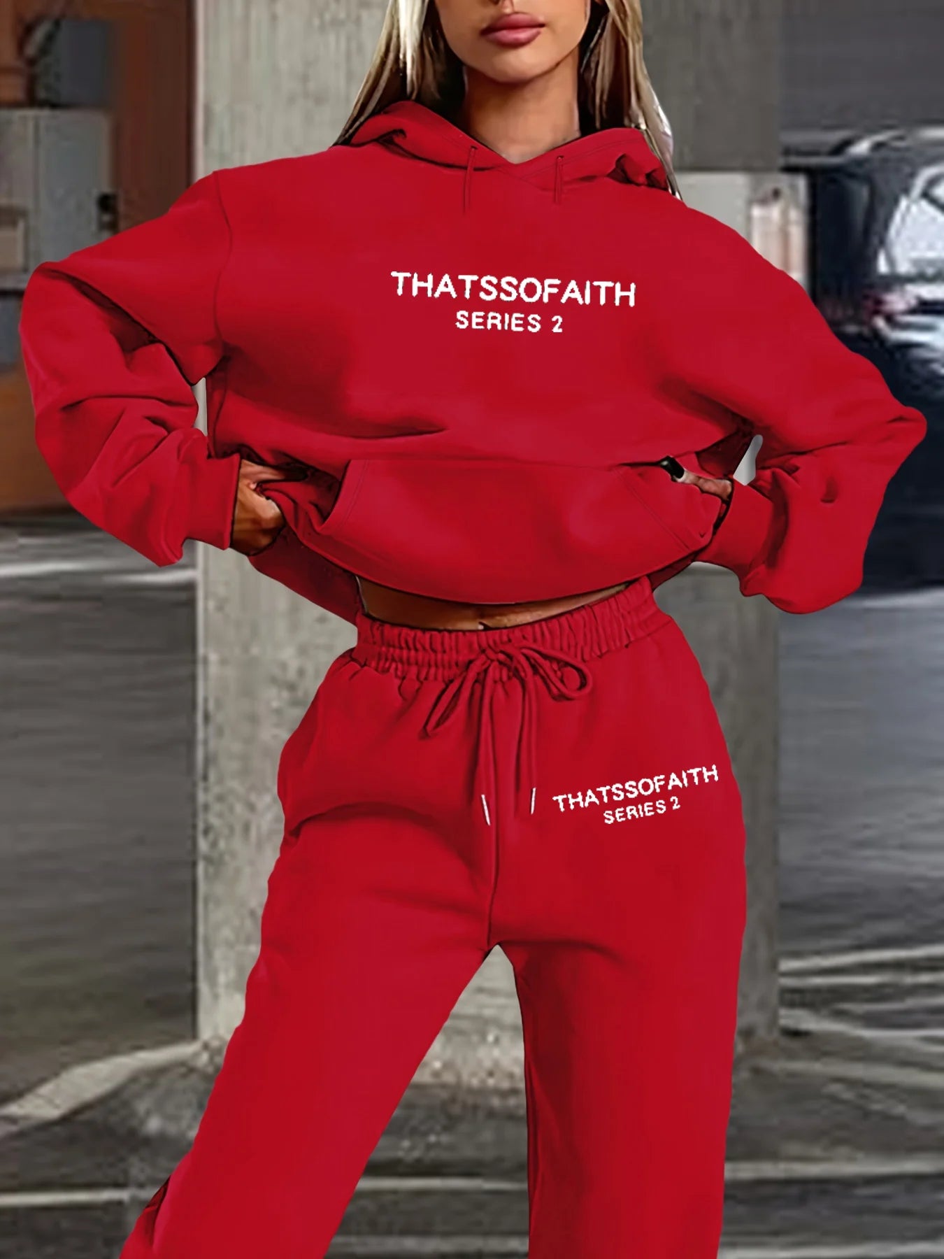 Women's Hoodie+Sweatpants Set Hip Hop Street Casual Letter Printed Loose Sweatshirt Autumn Fleece Warm Clothing