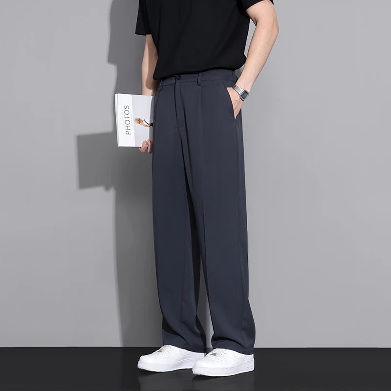White Business Luxury Suit Pants Men Korean Fashion Dress Pants Loose Straight Casual Pants Men's Office Formal Male Trousers