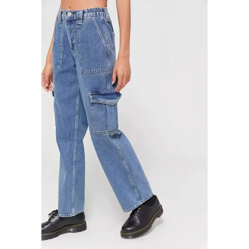 American Retro High Waist Workwear Jeans Women's Autumn Winter