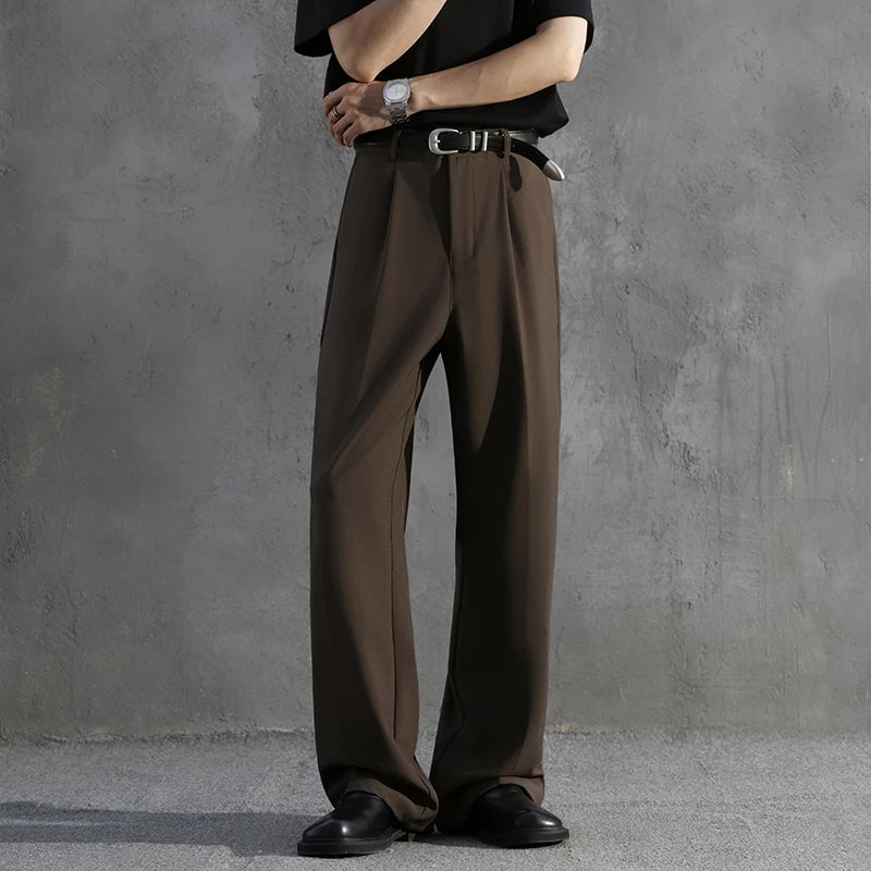 White Business Luxury Suit Pants Men Korean Fashion Dress Pants Loose Straight Casual Pants Men's Office Formal Male Trousers