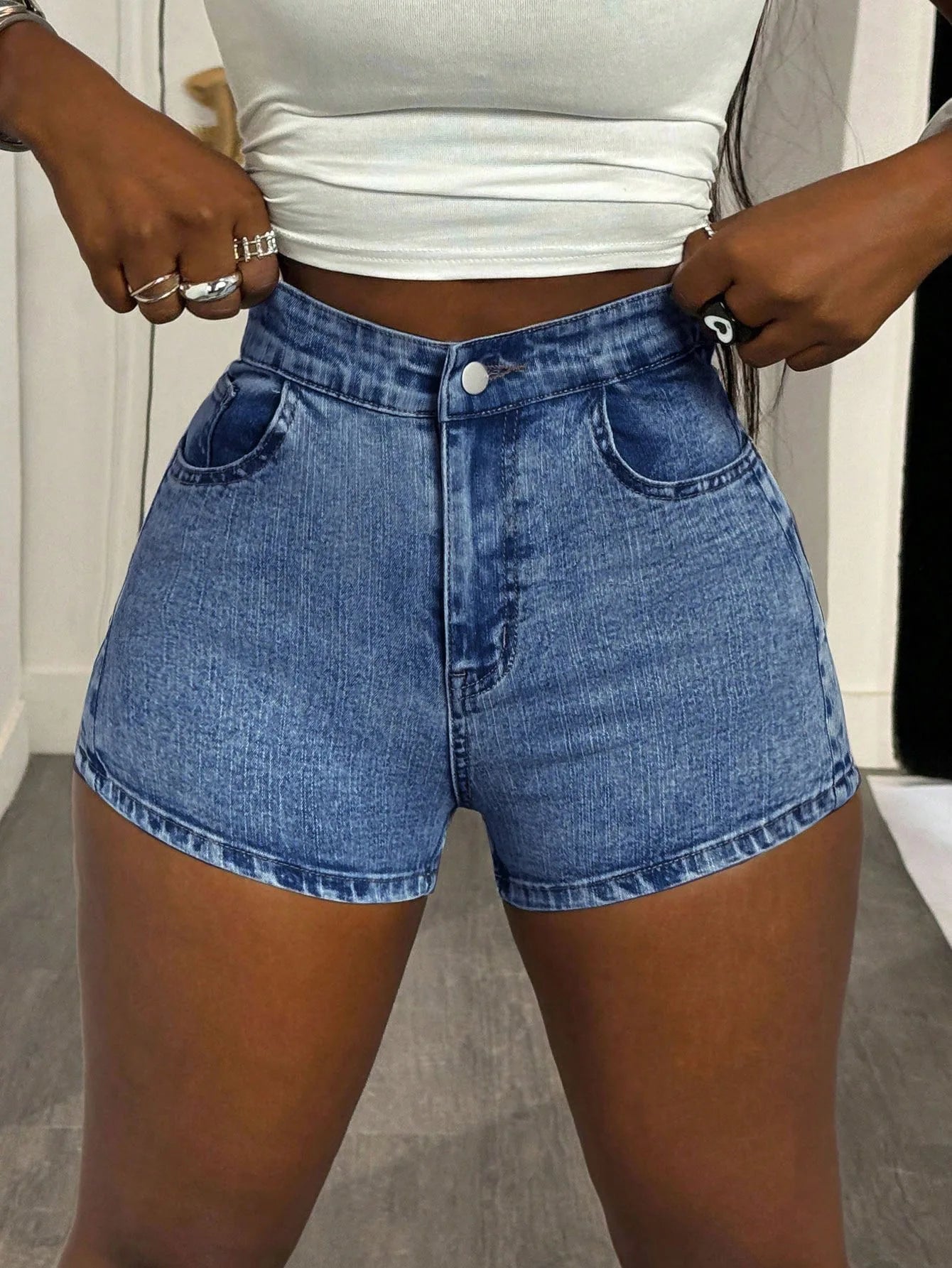 Denim Pant Women Jeans Vintage Short Pants Slim Fit High Waist Hip Wrap Trousers Y2k Streetwear Elegant Work Casual Sexy Summer