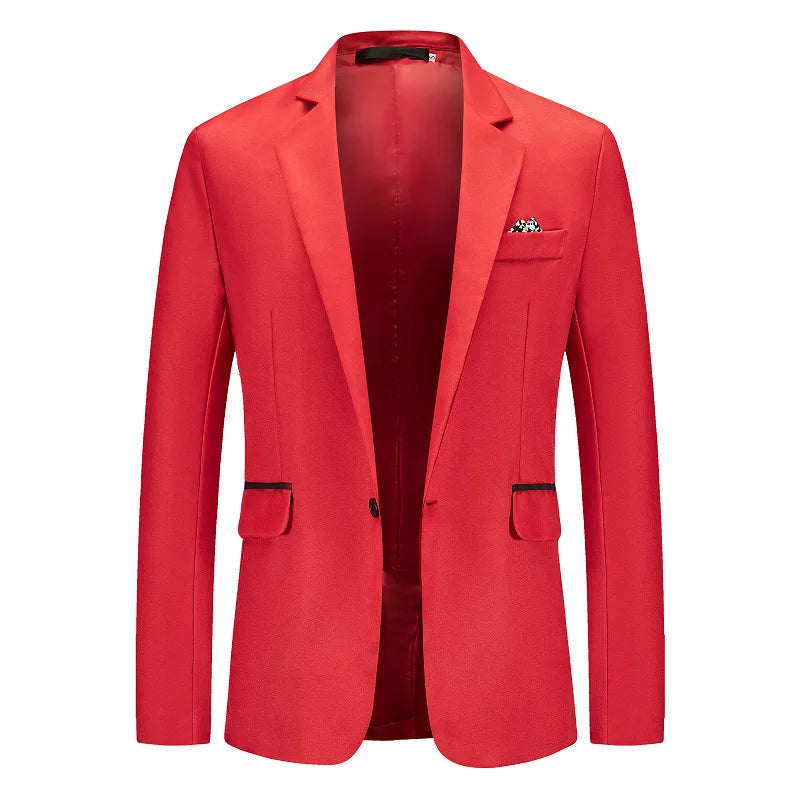 New Men's Single-Button Business Suit Large Size Fashion Casual Open Cardigan Blazer Polyester Fiber All-Season Wear