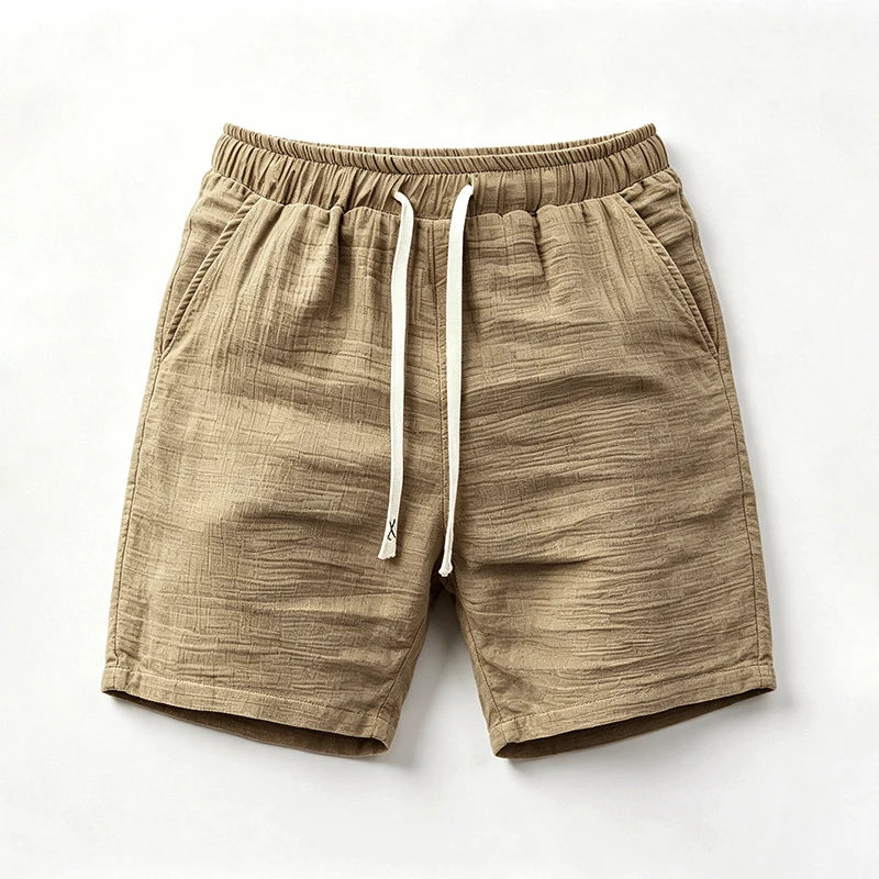 Men's Casual Summer Linen Shorts – Breathable Drawstring Beach Bermudas