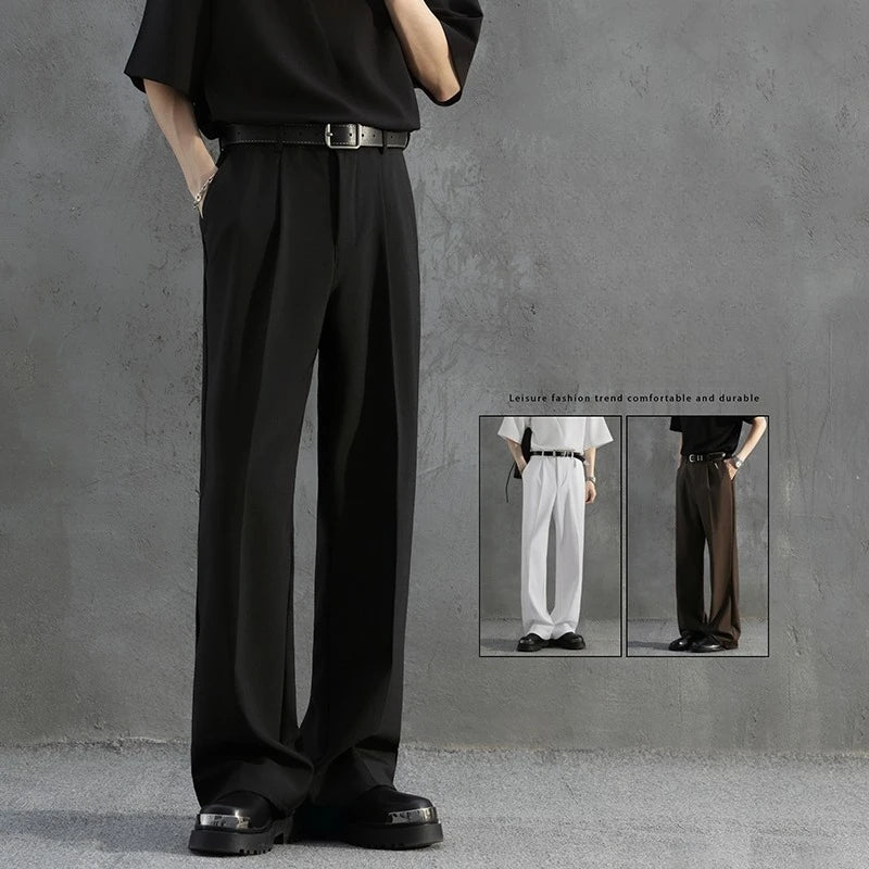 White Business Luxury Suit Pants Men Korean Fashion Dress Pants Loose Straight Casual Pants Men's Office Formal Male Trousers
