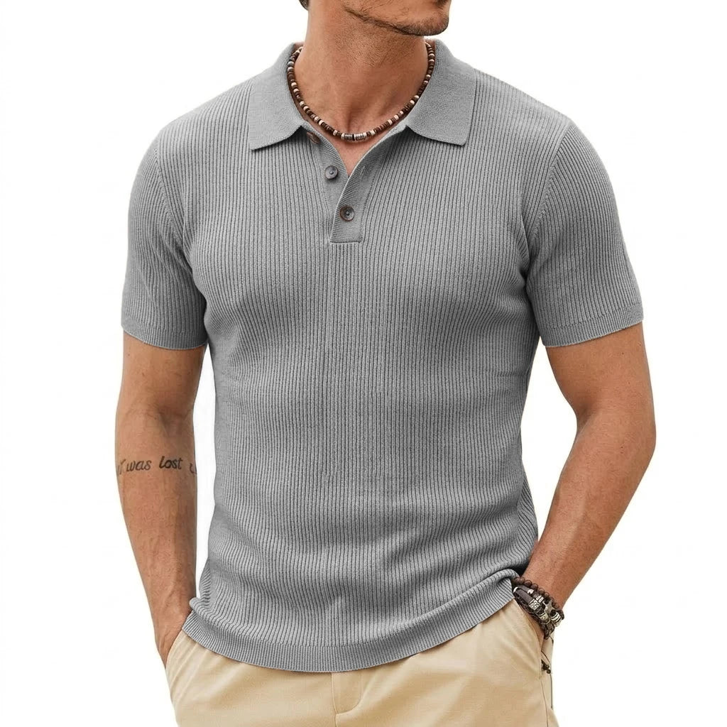 Mens Summer Knitted Short Sleeve Sweaters Premium Work Jumpers Button-Detail Knitwear Breathable Casual Tops for Gym Daily Wear