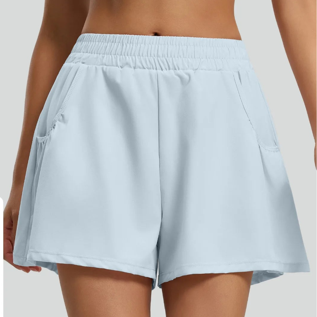 Women's High-Waist Sporty Shorts – Breathable Anti-Glare Casual Athletic Shorts