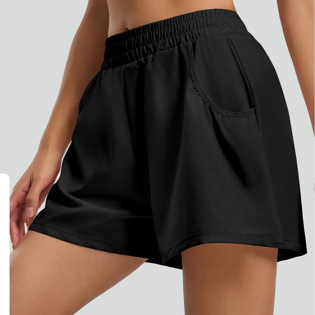 Women's High-Waist Sporty Shorts – Breathable Anti-Glare Casual Athletic Shorts