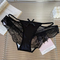 Comfortable Sweet Lace Panties Low Waist Flower Underwear for Women Hollow Cotton Crotch Satin Silk Briefs Female