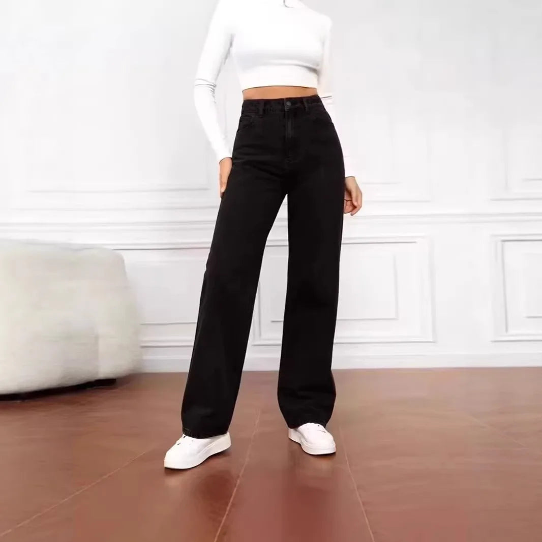 High Waist Straight Leg Jeans Women's Slimming Loose Fit