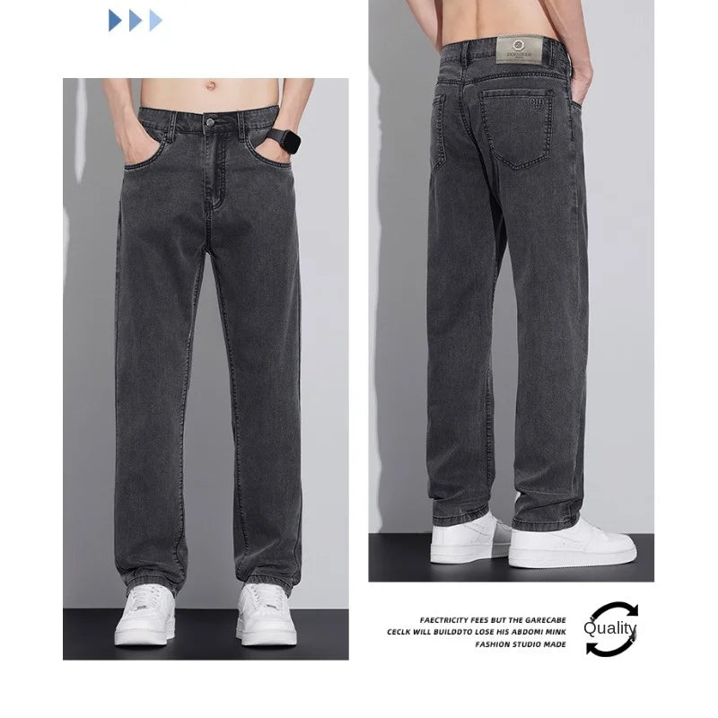 Men's Straight Leg Washed Blue Denim Jeans