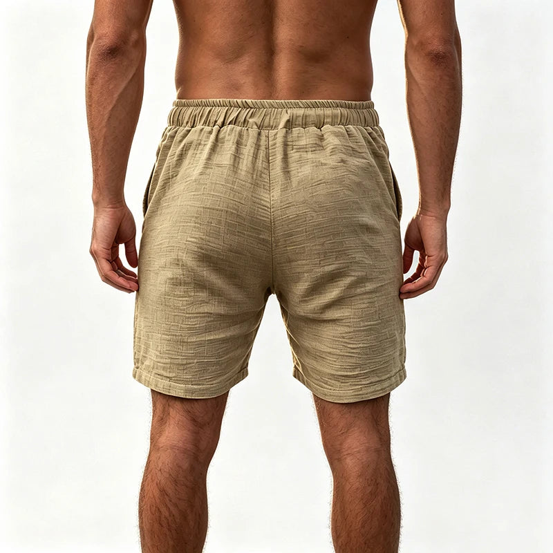 Men's Casual Summer Linen Shorts – Breathable Drawstring Beach Bermudas
