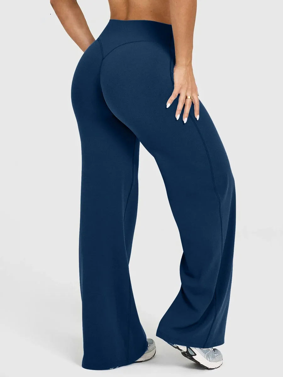 Hip Lifting Straight Sports Trousers Wide Leg Leggings Women High Waist Tummy Control Loose Yoga Pants Gym Workout  Fitness Pant