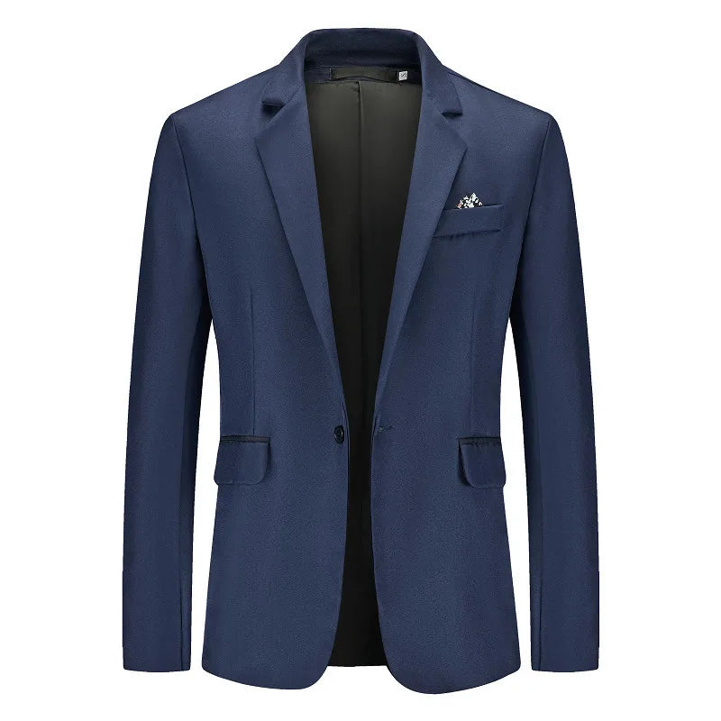 New Men's Single-Button Business Suit Large Size Fashion Casual Open Cardigan Blazer Polyester Fiber All-Season Wear