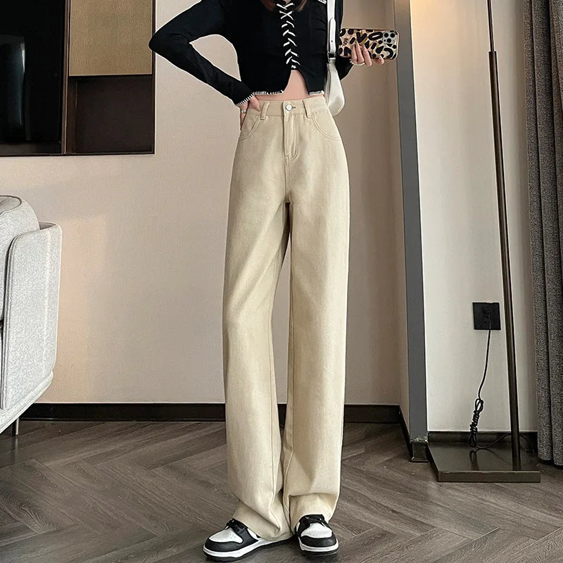 Long Pants Casual Style Khaki Color Women's Jeans Spring Autumn New Arrival