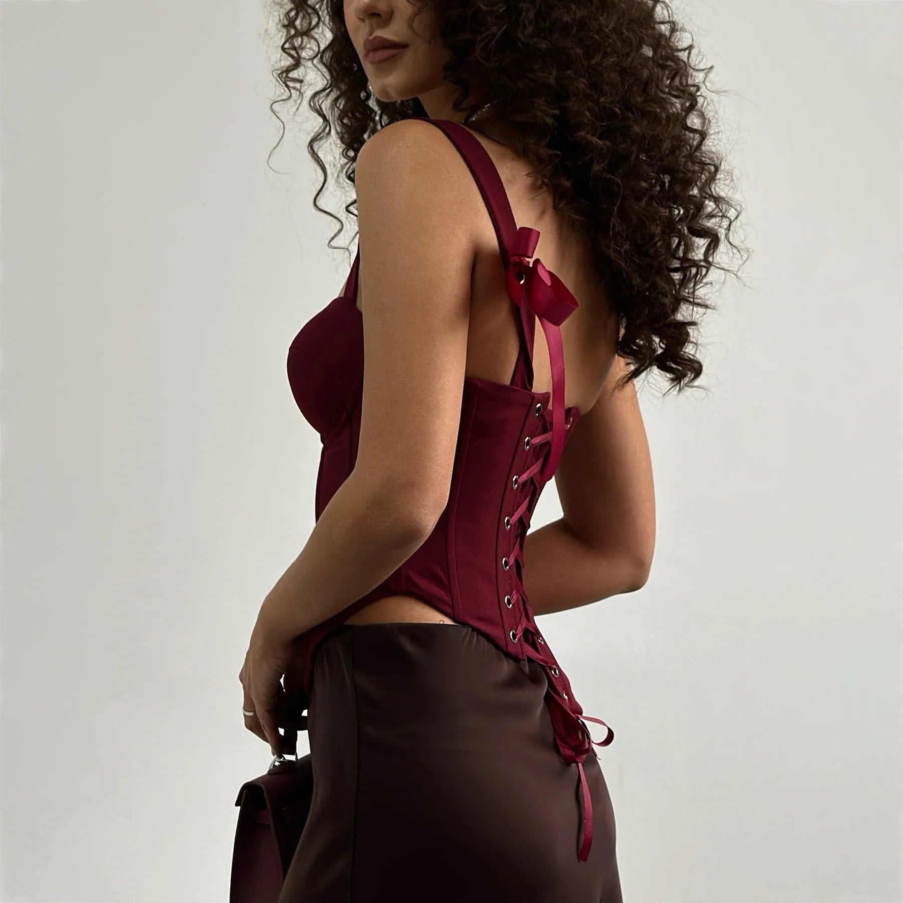Women's Lace-Up Corset Top - Elegant Satin Bustier Top