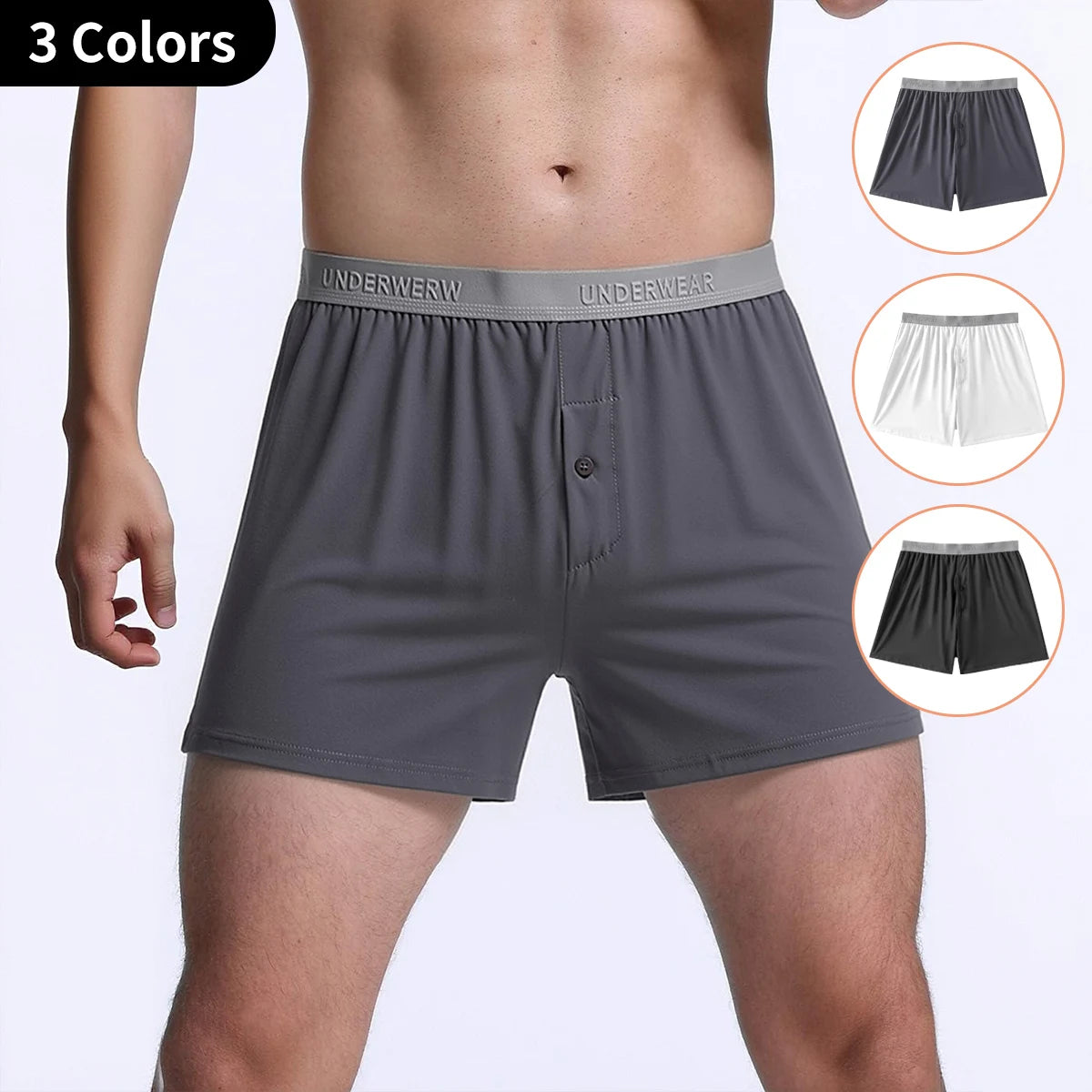 3-piece set of men's four season solid color plus size Aro pants, comfortable and simple flat corner pants, casual beach shorts