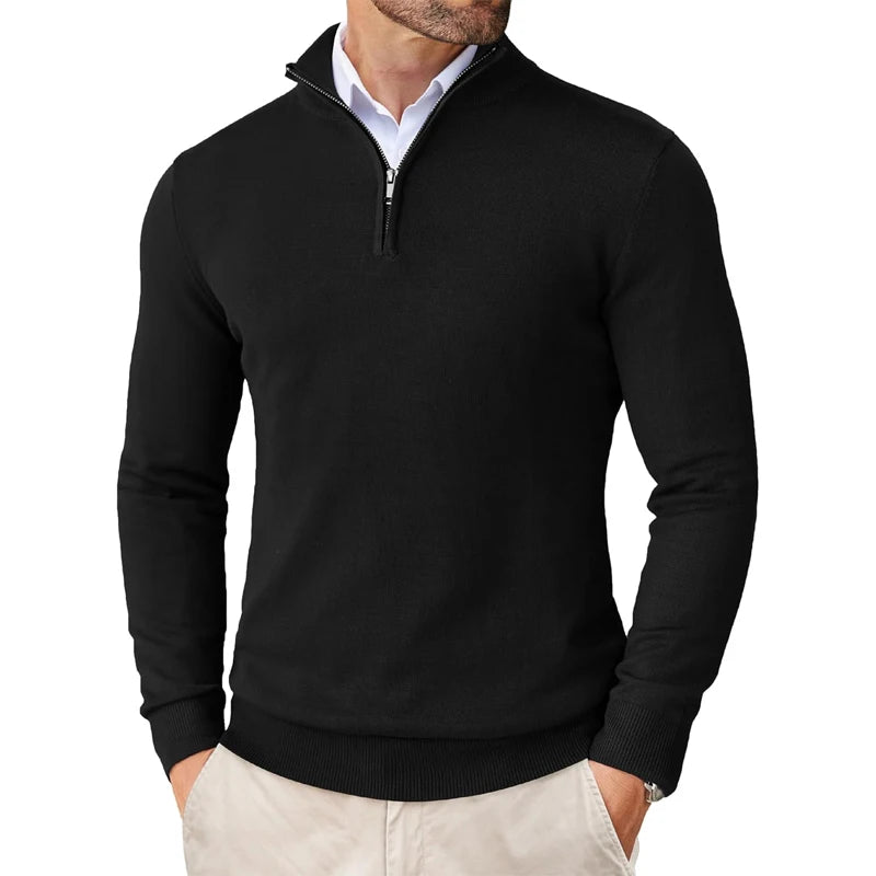 Men's Quarter Zip Sweater - Slim Fit Lightweight Mock Neck Pullover