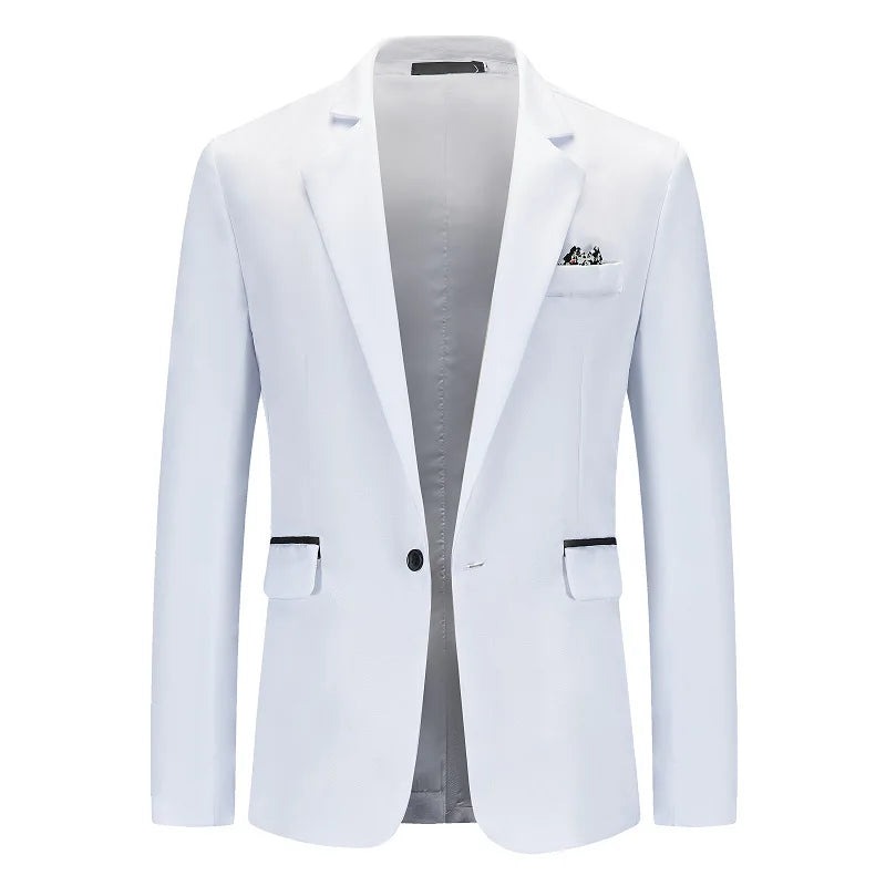 New Men's Single-Button Business Suit Large Size Fashion Casual Open Cardigan Blazer Polyester Fiber All-Season Wear