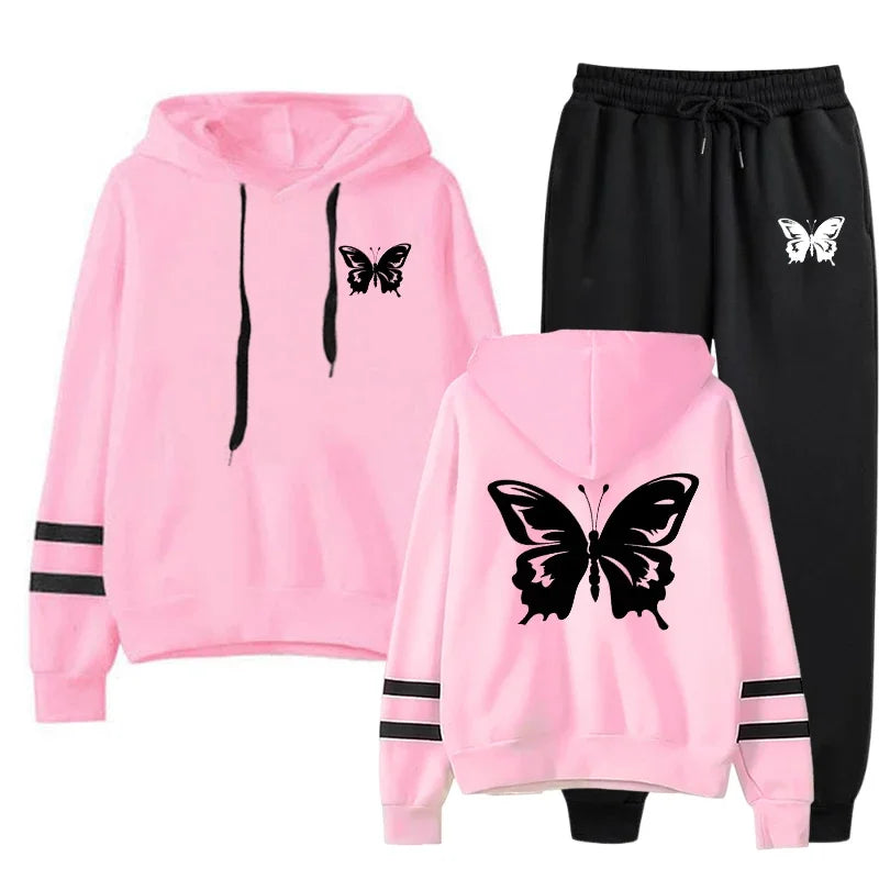 Casual Daily Women Tracksuit Hoodies Quality Single Piece Stripe Sweatshirt and Sweatpants Comfort Outdoor Jogging Autumn Winter