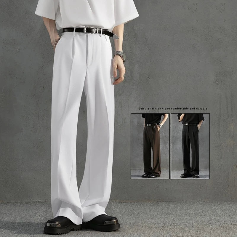 White Business Luxury Suit Pants Men Korean Fashion Dress Pants Loose Straight Casual Pants Men's Office Formal Male Trousers