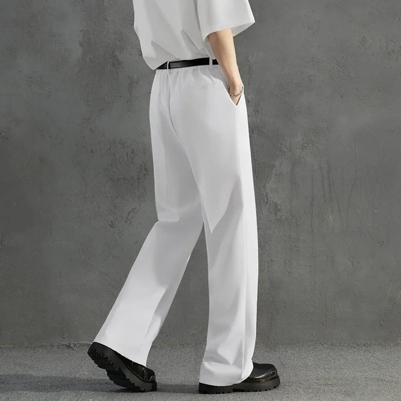 White Business Luxury Suit Pants Men Korean Fashion Dress Pants Loose Straight Casual Pants Men's Office Formal Male Trousers