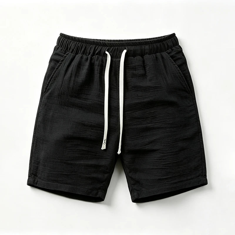 Men's Casual Summer Linen Shorts – Breathable Drawstring Beach Bermudas