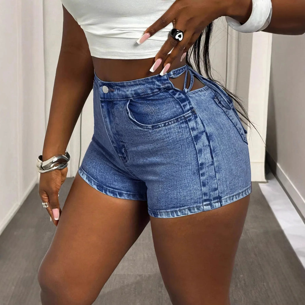 Denim Pant Women Jeans Vintage Short Pants Slim Fit High Waist Hip Wrap Trousers Y2k Streetwear Elegant Work Casual Sexy Summer