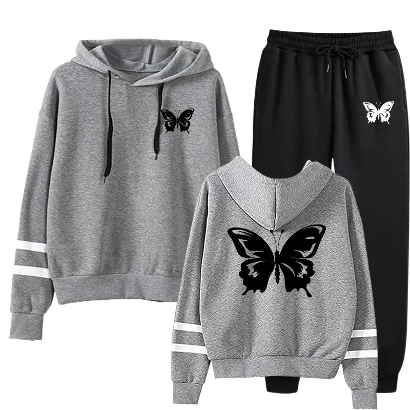 Casual Daily Women Tracksuit Hoodies Quality Single Piece Stripe Sweatshirt and Sweatpants Comfort Outdoor Jogging Autumn Winter