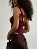 Women's Lace-Up Corset Top - Elegant Satin Bustier Top