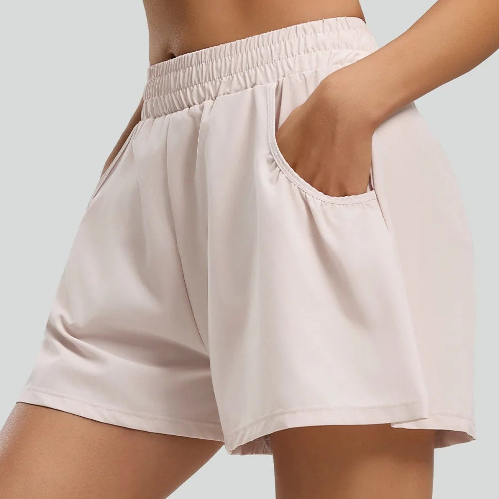 Women's High-Waist Sporty Shorts – Breathable Anti-Glare Casual Athletic Shorts