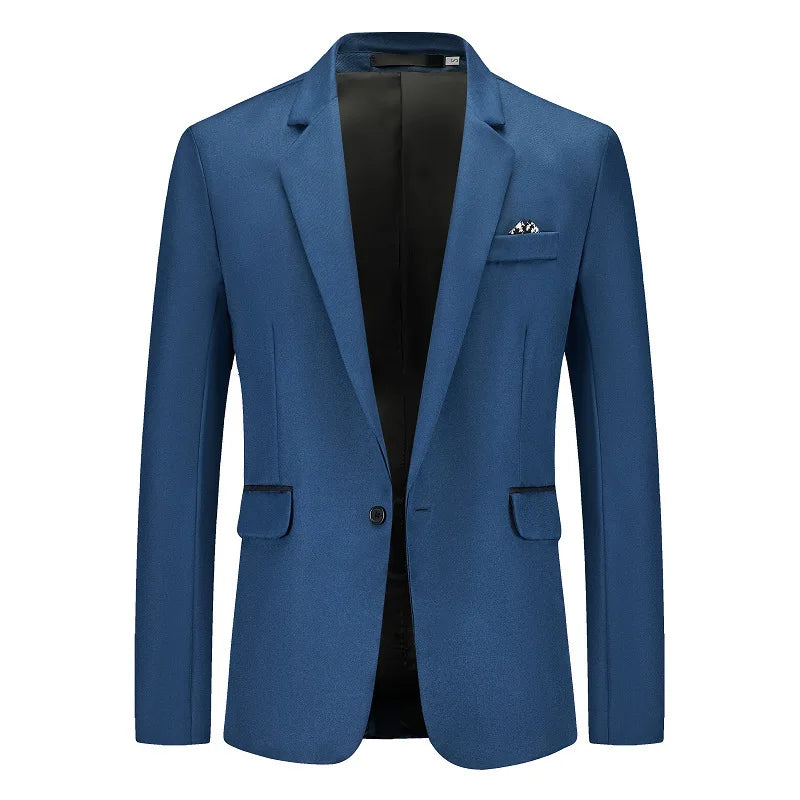 New Men's Single-Button Business Suit Large Size Fashion Casual Open Cardigan Blazer Polyester Fiber All-Season Wear