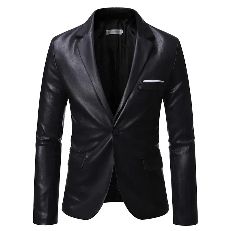 Fashionable Casual PU Leather Men's Suit Autumn Winter New Style Large Size Comfortable Fit Chinese Menswear Western Suit