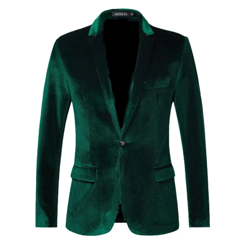 Casual Velvet Men's Suit Jacket 2025 New Style Slim Fit Youth Fashionable Trendy Formal Wear Polyester Fiber Long Sleeve Butt...