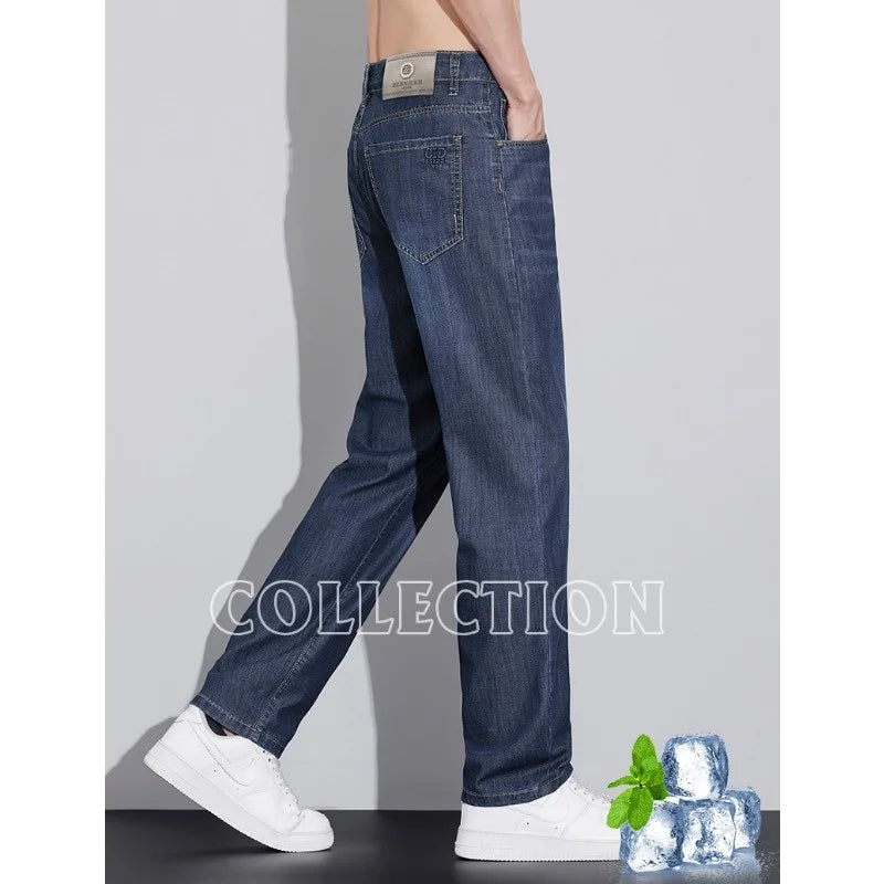 Men's Straight Leg Washed Blue Denim Jeans