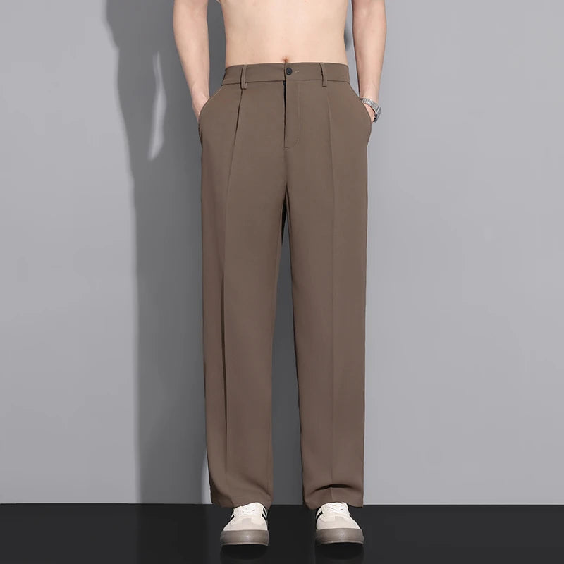 White Business Luxury Suit Pants Men Korean Fashion Dress Pants Loose Straight Casual Pants Men's Office Formal Male Trousers