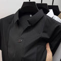 Men's Patchwork Stripe Polo Shirt - Casual Short Sleeve Fashion Polo