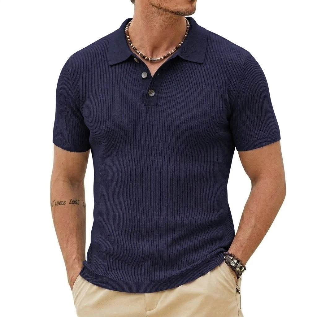 Mens Summer Knitted Short Sleeve Sweaters Premium Work Jumpers Button-Detail Knitwear Breathable Casual Tops for Gym Daily Wear