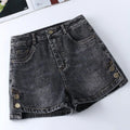 Women High Waisted Denim Shorts Versatile Chic Button Design Hot Short Jeans Woman Streetwear A-Line Wide Leg Cowboy Shorts