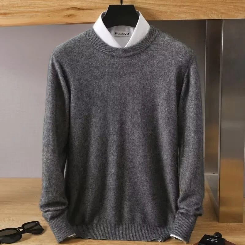 Men's Classic Mink Cashmere Blend Round Neck Pullover