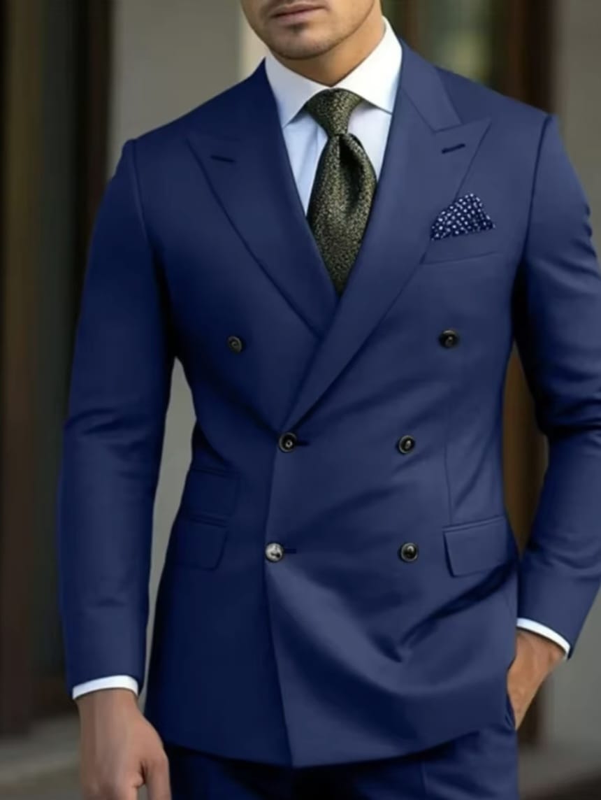 man 2 piece outfit set Pointed collar high-quality slim jackets men's suit with peak lapel for wedding Summer beach