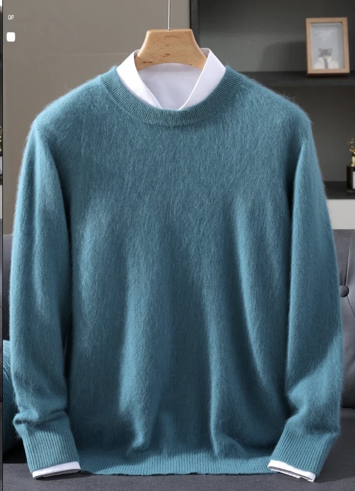 Men's Classic Mink Cashmere Blend Round Neck Pullover