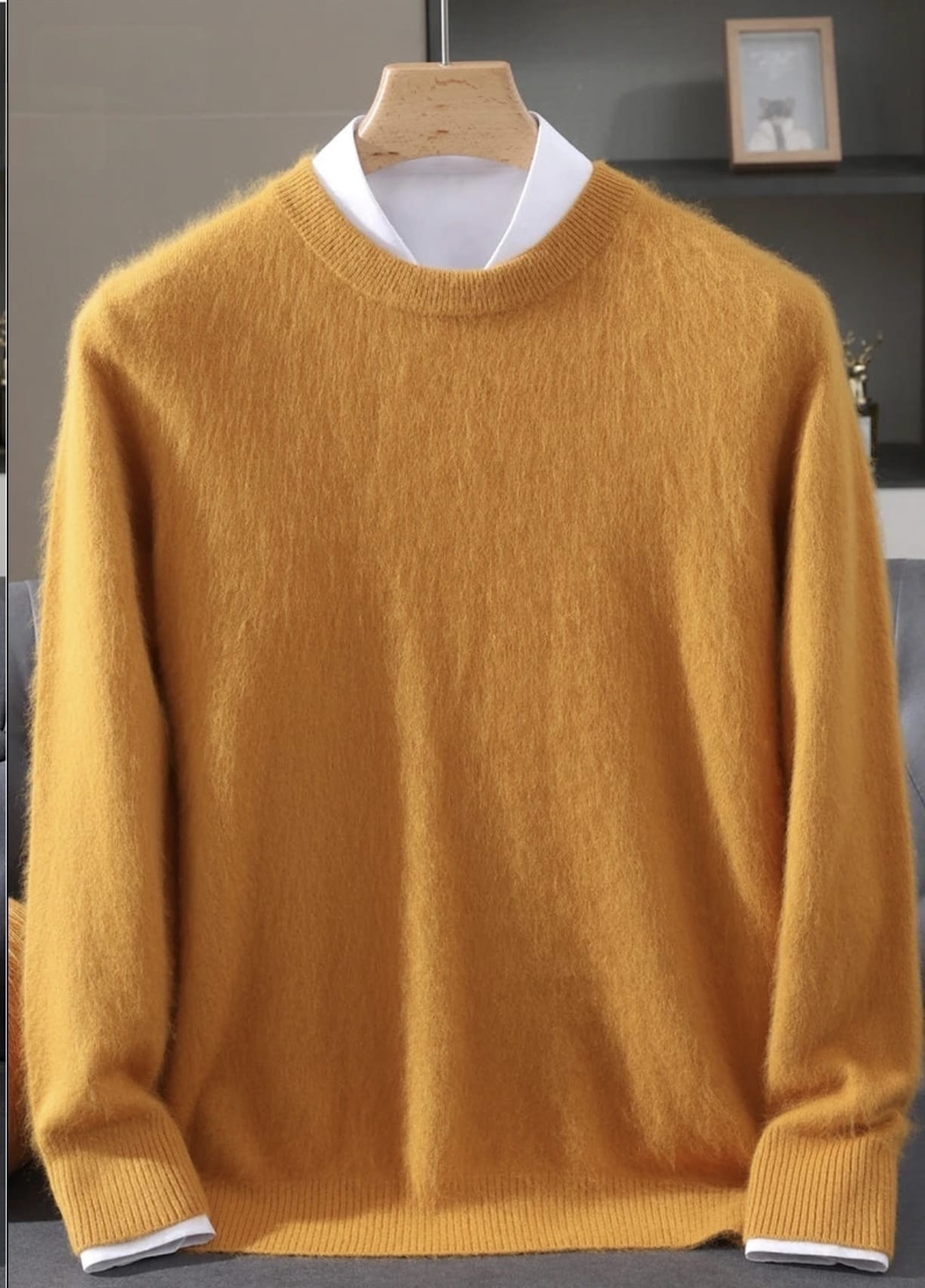 Men's Classic Mink Cashmere Blend Round Neck Pullover