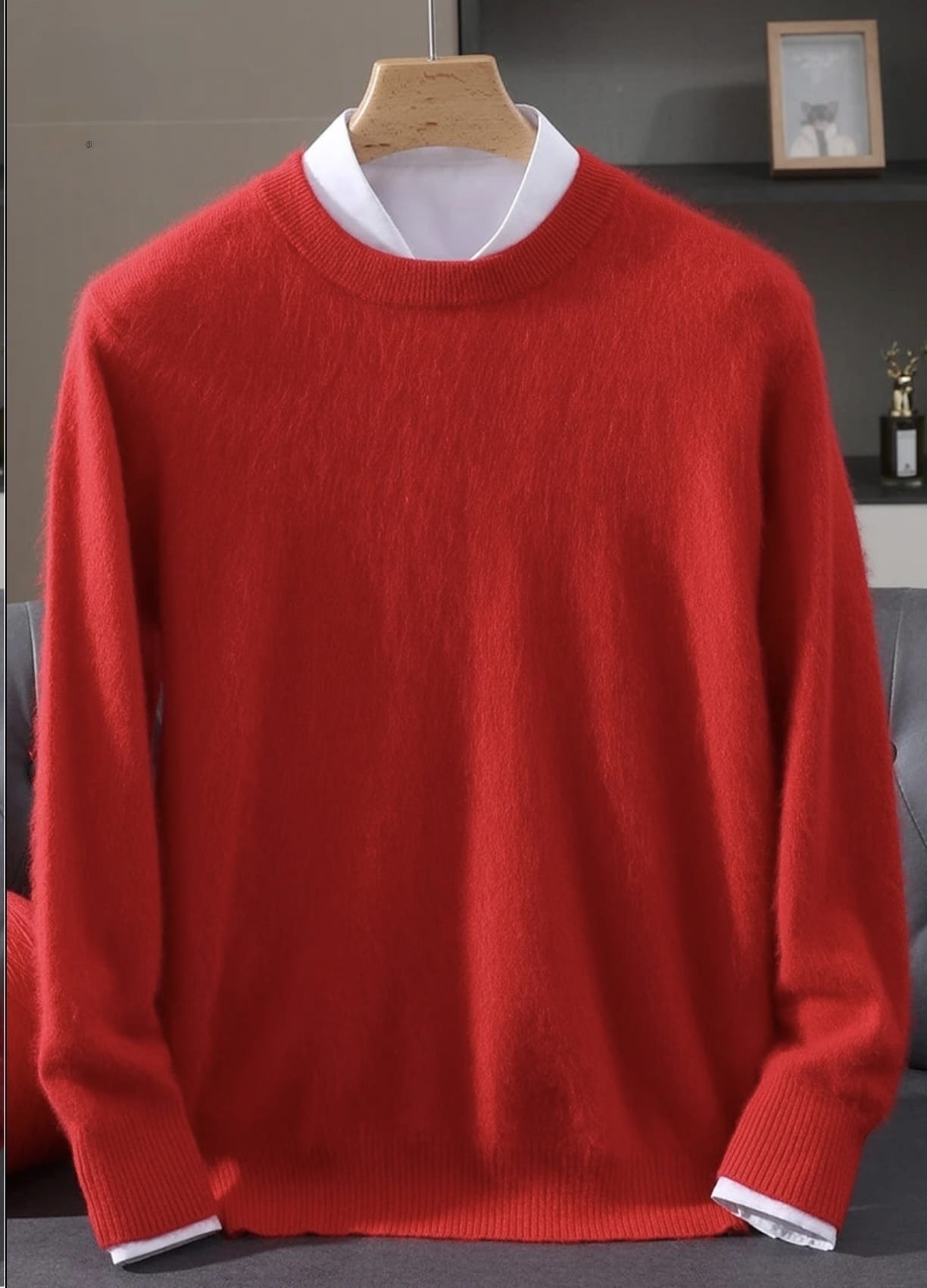 Men's Classic Mink Cashmere Blend Round Neck Pullover