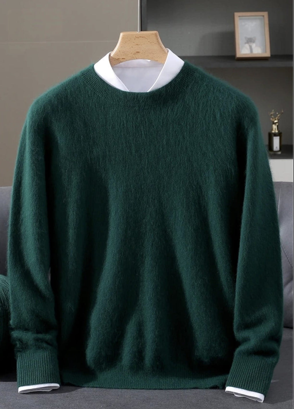 Men's Classic Mink Cashmere Blend Round Neck Pullover
