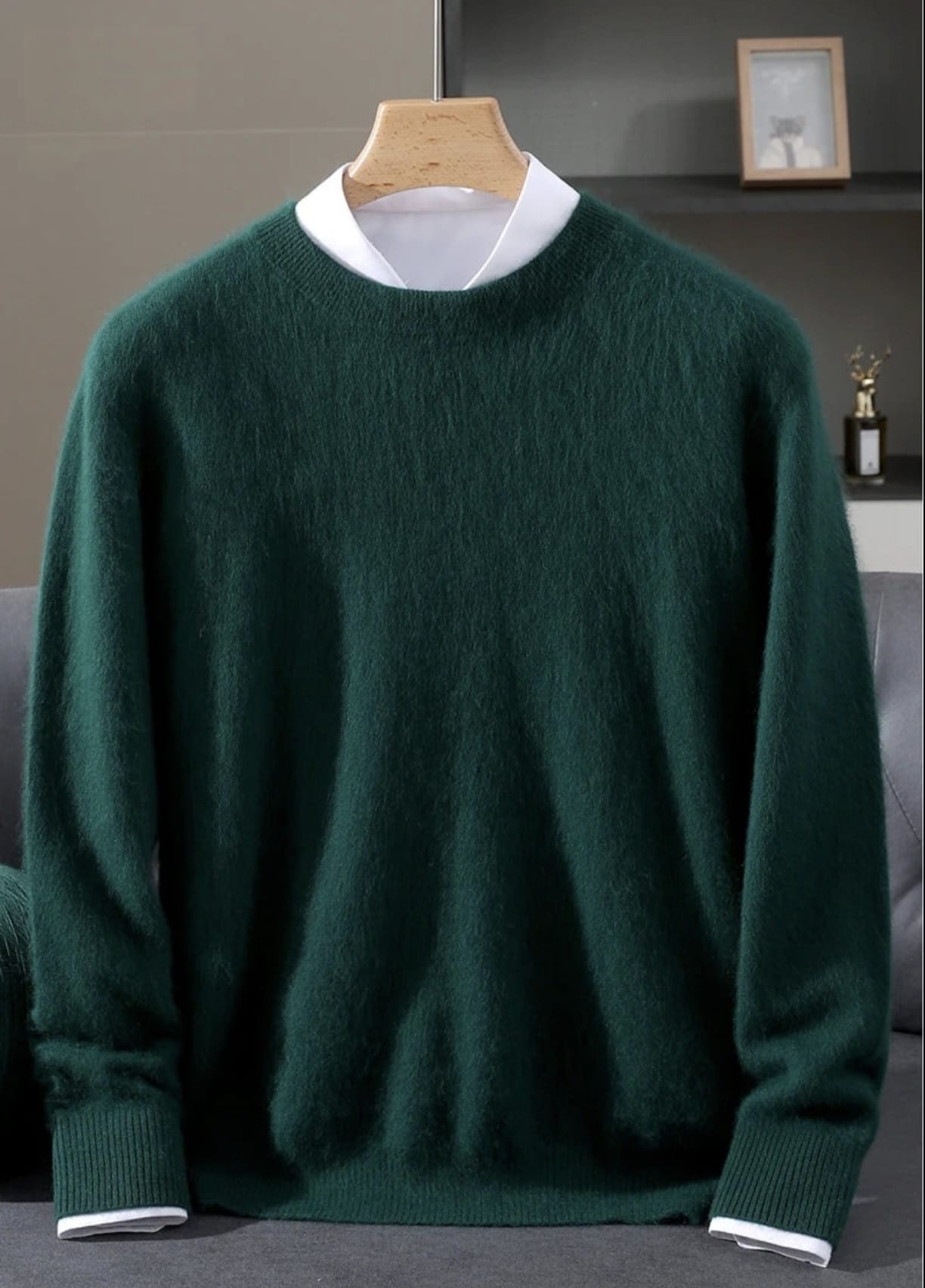 Men's Classic Mink Cashmere Blend Round Neck Pullover