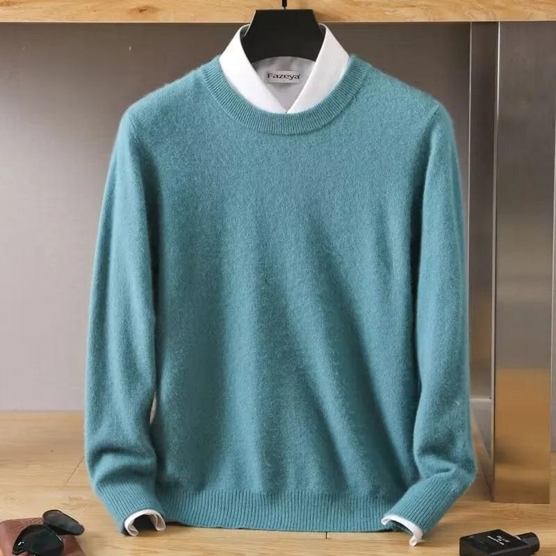 Men's Classic Mink Cashmere Blend Round Neck Pullover