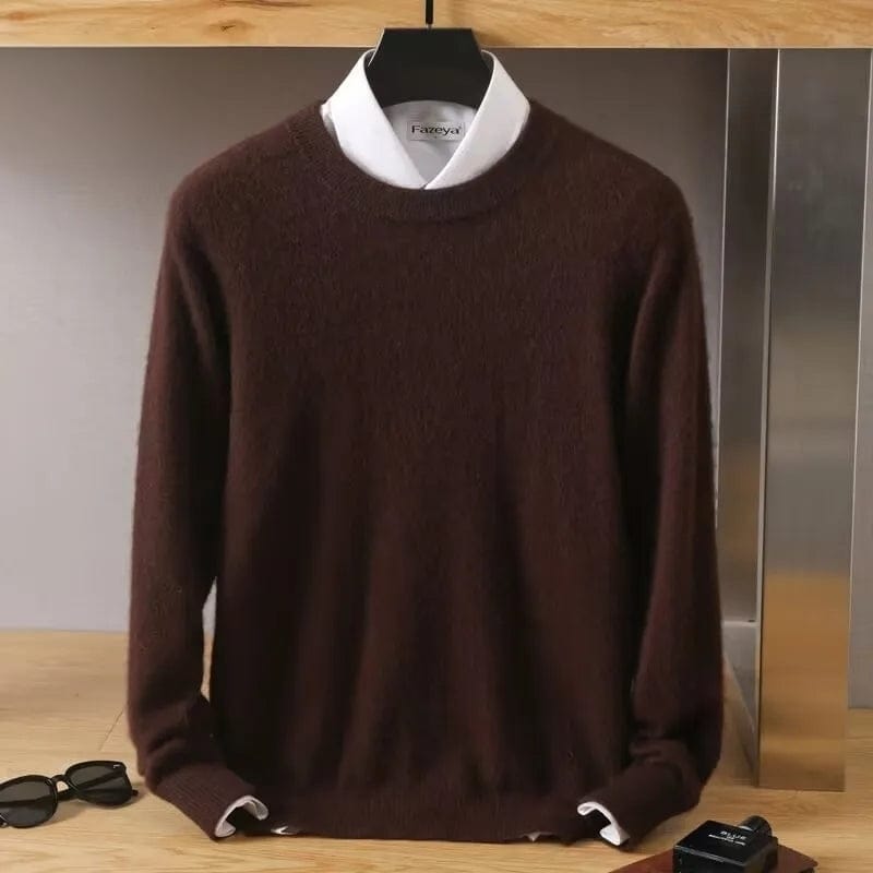 Men's Classic Mink Cashmere Blend Round Neck Pullover