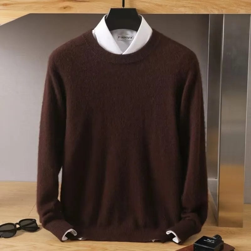 Men's Classic Mink Cashmere Blend Round Neck Pullover